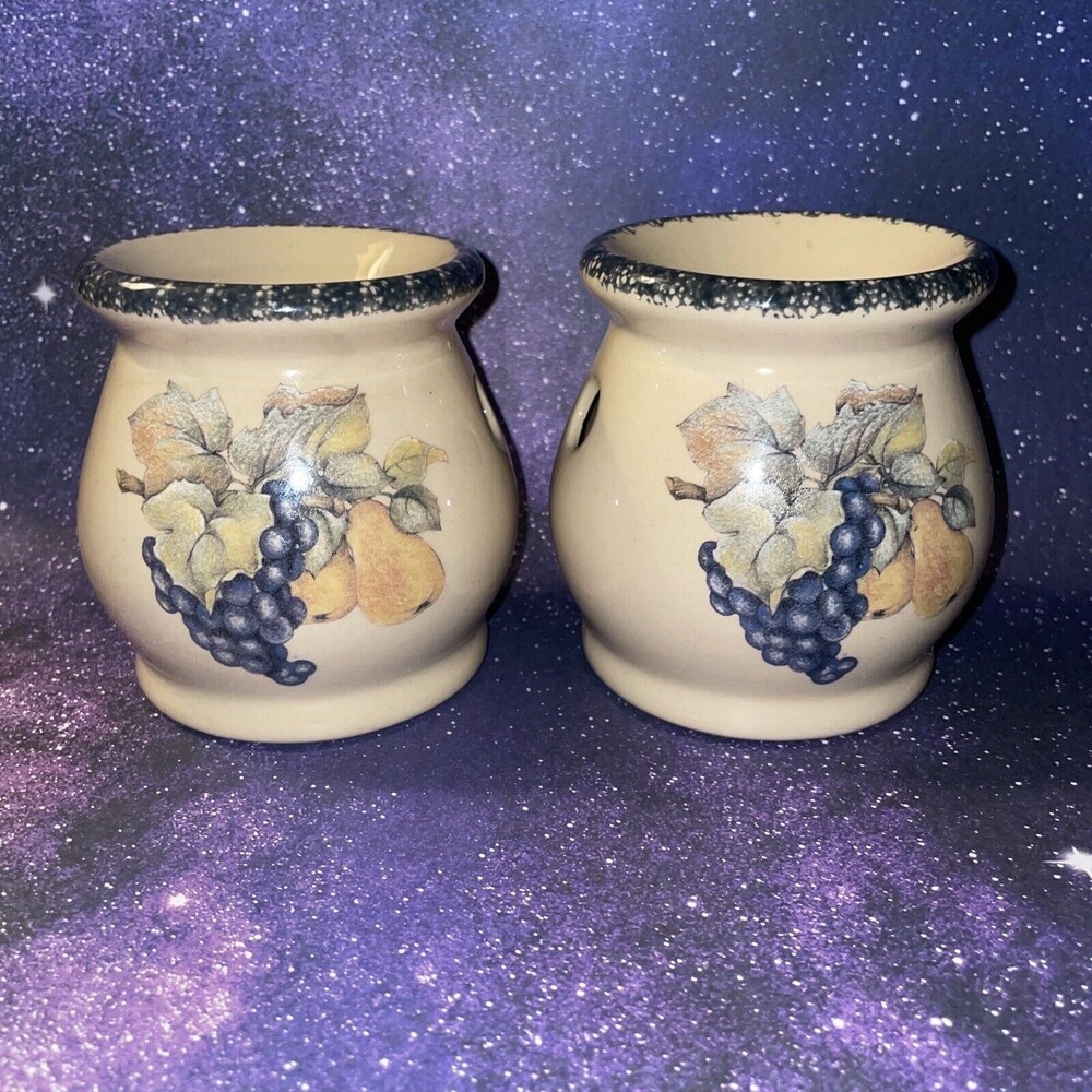 2 Home & Garden Party Tart Candle Melt Warmer 2003 Stoneware Fruit Image 4x3.25"